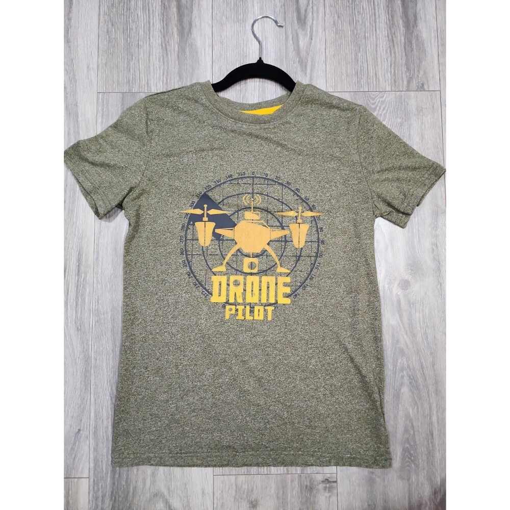 ​Cat & Jack Drone Pilot Graphic T-Shirt Youth Boys Large 12/14 Green Tee
